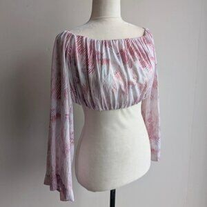 NWT Dynamite satin long sleeve off the shoulder  crop top blouse